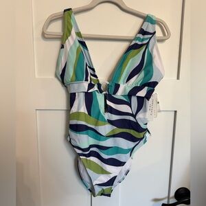 Sanctuary Swim Blue, Navy, Green marbled Swimsuit